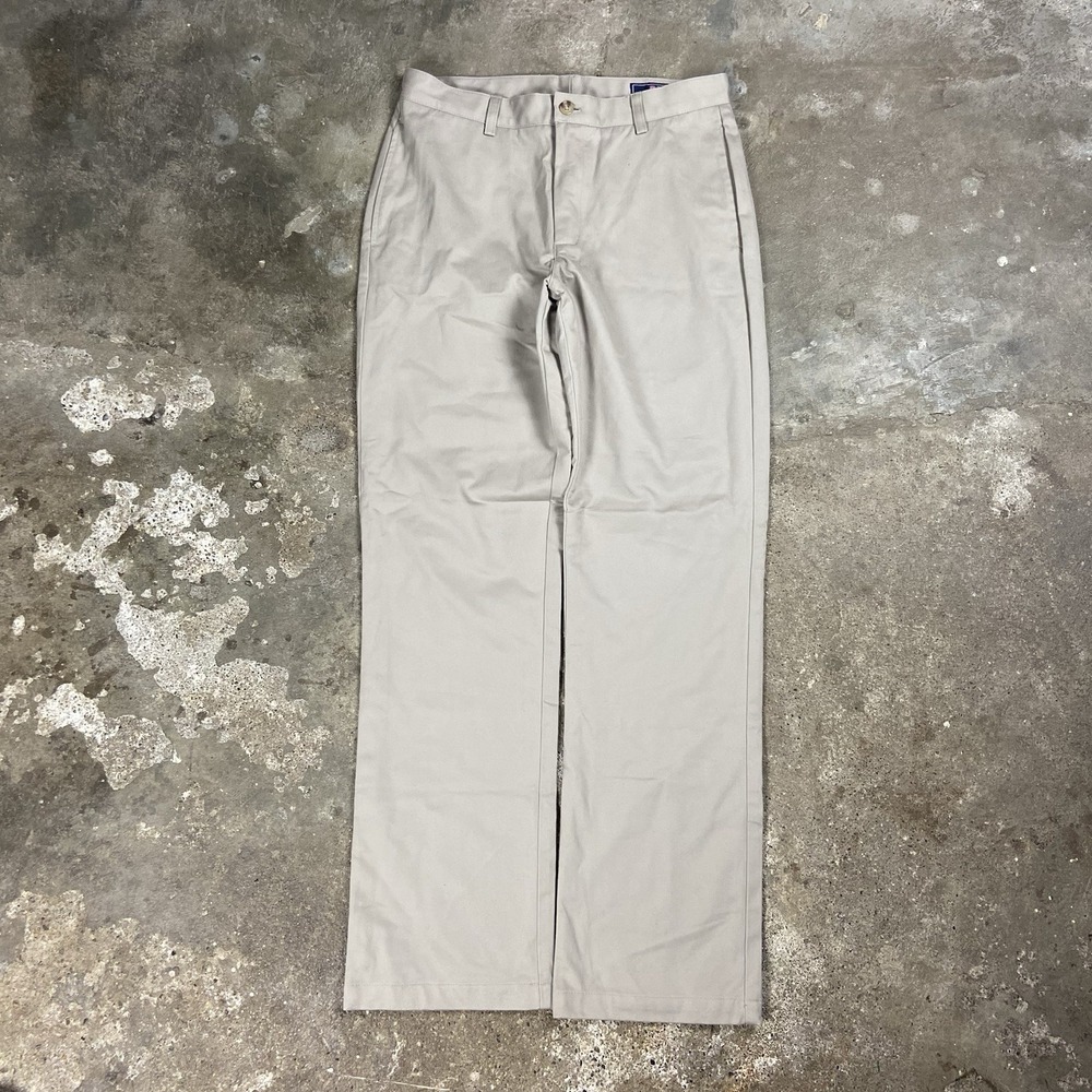 Vineyard Vines Club Pants Size 32x34 Beige Plaid Lined Flat Front Straight Chino